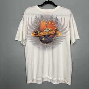JOURNEY 2011 World Tour White Short Sleeve Shirt Rock Band Merch Near Vintage
